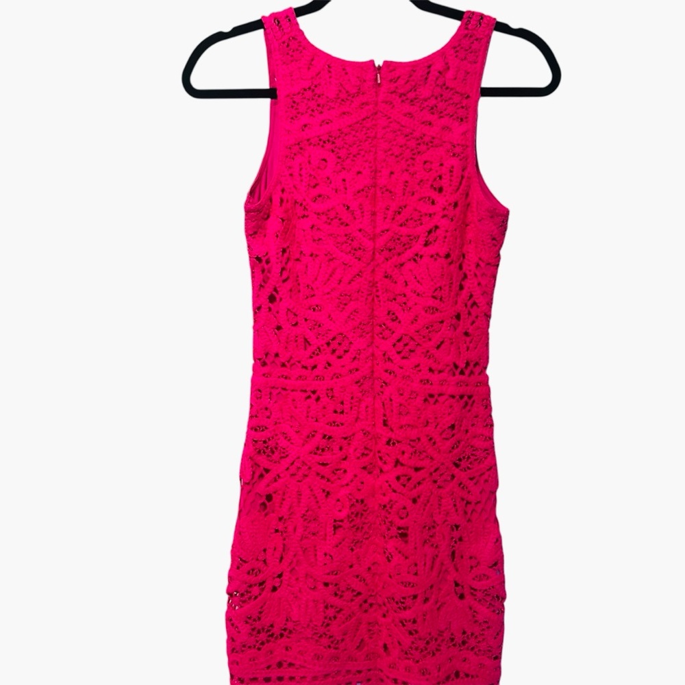 Lilly Pulitzer Astrid Crochet Shift Mini Dress in Pop Pink Size X-Small Hot Pink - Picture 3 of 13